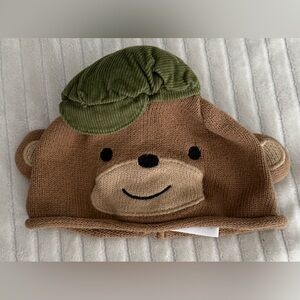 Gymboree Brown Monkey Knit Hat with Green Cap